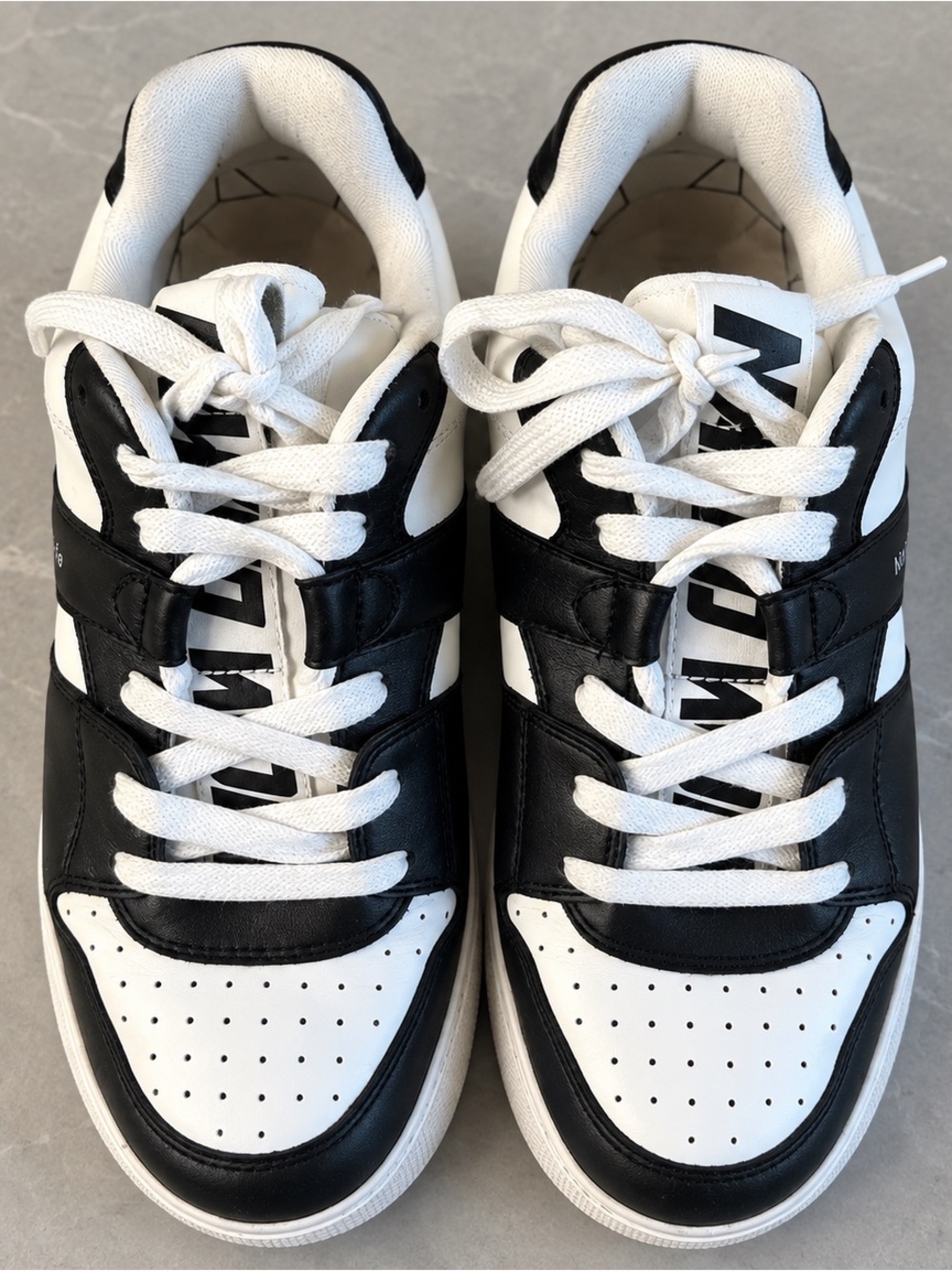 Naked Wolfe Black and White Low-Top Sneakers